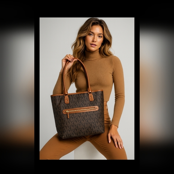 Michael Kors Handbags - Michael Kors Brown Monogram Tote Bag